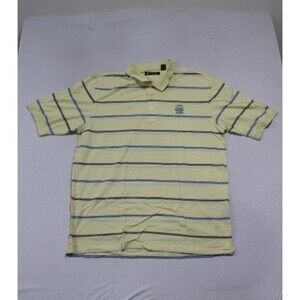Oxford Golf Men Polo Shirt Yellow Stripes Golf Collar Size XXL